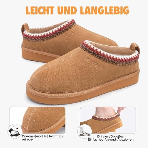 FITORY Damen Hausschuhe aus Wildleder，Flache Mini-Booties mit Fell，Lässige und bequeme Damenschuhe für den Winter thumbnail 4
