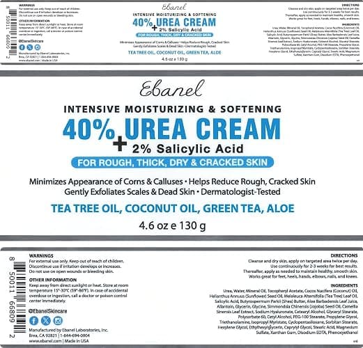 Ebanel Urea Cream 40% plus Salicylic Acid 2% for Dry Cracked Feet Skin | Deeply Moisturizes & Softens Dry Cracked Heels, Feet, Knees, Elbows, Hands, Rough Dead Skin Callus Remover Toenail Softener thumbnail 8