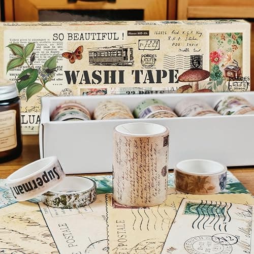 Vintage Washi Tape Set for Scrapbooking & Journaling - 32 Rolls Floral, Cute Decorative Tapes with Assorted Widths, Retro Aesthetic DIY Gift for Bible, Bullet, Junk Journal Supplies (Christmas Tape) thumbnail 2