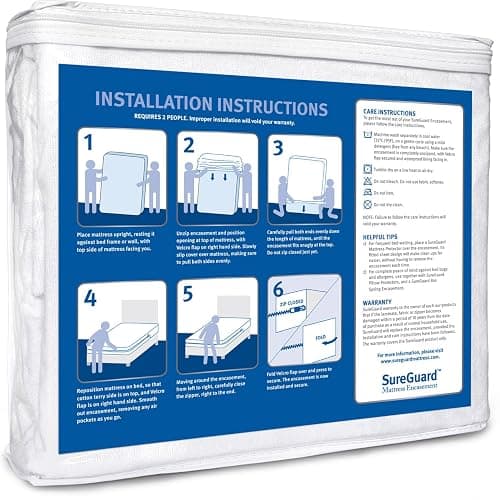 Twin (13-16 in. Deep) SureGuard Mattress Encasement - 100% Waterproof, Bed Bug Proof, Hypoallergenic - Premium Zippered Six-Sided Cover thumbnail 2
