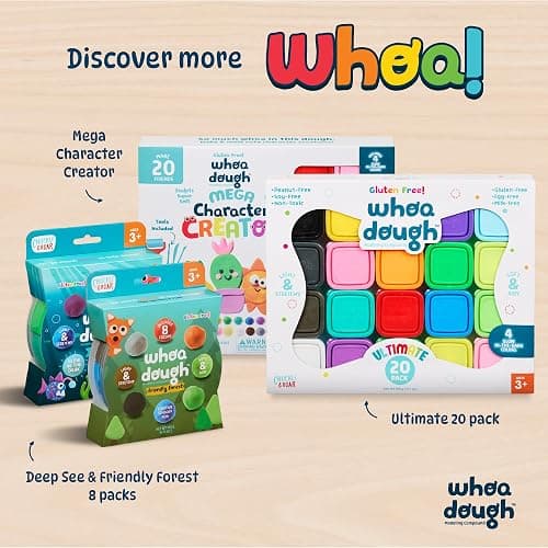 Chuckle & Roar Whoa Dough Ultimate Pack, Gluten Free Playdough Set, 20 Pack | 20 Colors for More Mixing & Modeling, Resealable Containers, Gluten Free Sensory Dough, Glow in the Dark Sensory Play thumbnail 6