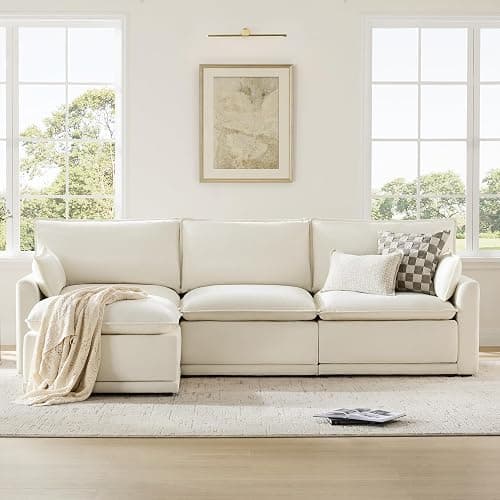 CHITA 113" Oversized Cloud Sectional Couch, Modern Modular Sectional Sofa Set for Living Room, 4 Seater L Shaped Couch, Cream thumbnail 3