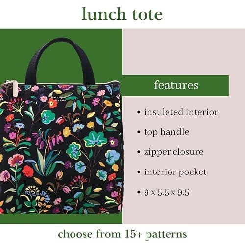 kate spade new york Insulated Lunch Tote, Autumn Floral | Cute Insulated Soft Cooler Bag, Adult Lunch Box with Silver Thermal Interior Lining and Mesh Storage Pocket thumbnail 4