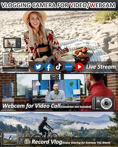 4K Digitalkamera,2.8 Zoll 64MP UHD Fotokamera mit 32-GB-Karte, 1200mAh Akku, 16-facher Digitalzoom Autofokus Kompaktkamera für Kinder Anfänger Teenager thumbnail 5