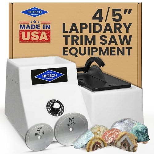 Hi-Tech Diamond 4"/5" Lapidary Trim Saw - Stone Cutter Equipment, Glass Cutter, Diamond Blades Included, Rock Polisher & Cutting Tool Set for Gems, Minerals, Stones and Crystals – 4/5 Inch, 115V Only - Image 1