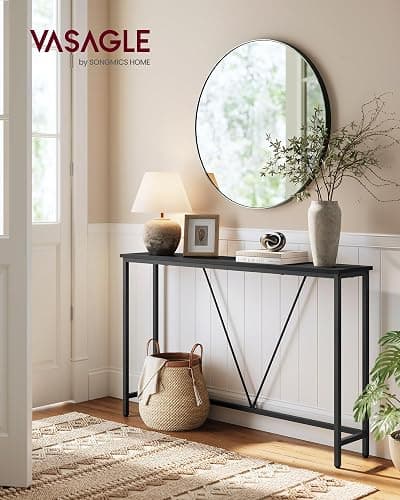 VASAGLE Console Sofa Table, Narrow Entryway Table, for Living Room, Bedroom, Easy Assembly, Charcoal Gray and Ink Black ULNT020B04 thumbnail 2