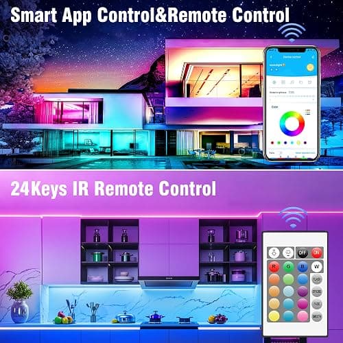 VOLIVO 100ft Led Strip Lights for Bedroom, Color Changing Led Light Strips Kit with Bluetooth App Control and IR Remote, RGB Music Sync Lighting for Room, Home Decor thumbnail 5