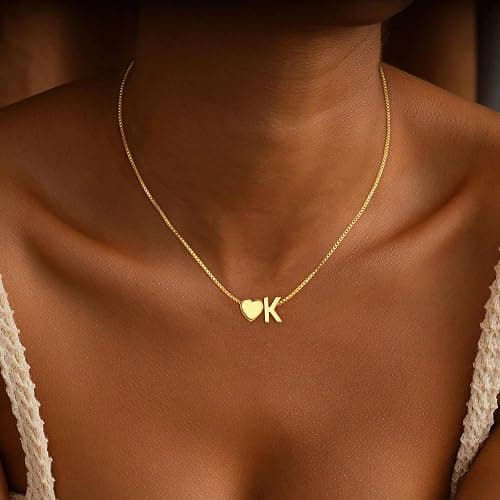 Eaciy Christmas Gifts for Grandkids Teens Girls, 18K Gold Plated Letter A-Z Heart Initial Necklaces for Women Teen Girl Trendy Stuff Birthday Gifts Stocking Stuffers for Teen Girls Women Jewelry thumbnail 3