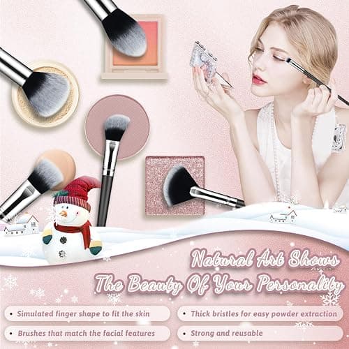 Makeup Brush Set, Premium Synthetic 14 Pcs Makeup Brushes, Travel Makeup Brush Set for Foundation, Concealer, Blush and Eyeshadow Brush(Black) thumbnail 3