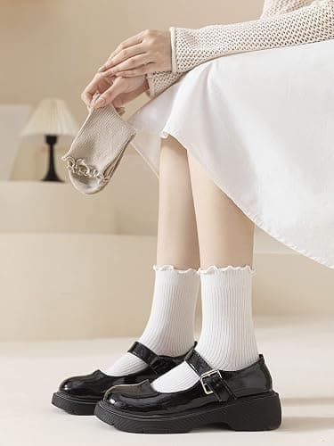 ACCFOD Womens Ruffle Socks Cute Frilly Ankle Socks Quarter Crew Socks for Women Girl thumbnail 5