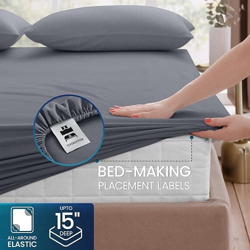 Utopia Bedding Queen Sheet Set - Brushed Microfiber - Soft Bed Sheets for Queen Size Bed Set - Luxury Bedding Sheets with Fitted Sheet, Flat Sheet & 2 Pillow Cases - Deep Pocket (Grey) thumbnail 4