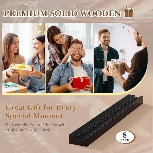 Emfogo Vinyl Record Shelf Wall Mount, 8 Pack Album Record Holder Wall, 12 inch Vinyl Record Storage Shelves Wall, Wood Record Display Black for Living Room thumbnail 9