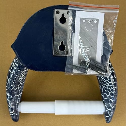 Sea Turtle Wall Mount Toilet Paper Roll Holder Rustic Nautical Dark Navy Blue/White Coastal Decor – Weathered Finish thumbnail 5