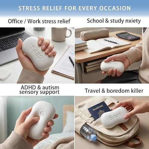 Soap Squishy Slow Rising Squishy Squeeze Toys Anxiety Relief Party Favors | white&slow rising squishy Premium touching Can be squashed flat, slowly bounces back, ready to squeeze again time after time thumbnail 5