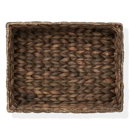 Casafield Set of 4 Water Hyacinth Pantry Baskets, 10" x 13" x 5", with Chalkboard Labels and Chalk Marker - Espresso, Woven Storage Bin Organizers for Kitchen Shelves thumbnail 7