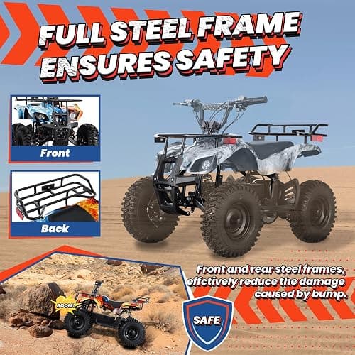 UNYMON 36V Kids ATV XL Four Wheeler w/EVA Tire Ride on Toys for Big Kids 4-Wheeler Dirt Quad Electric ATV with 500W Powerful Motor Off-Road Electric Vehicles, Fire thumbnail 7