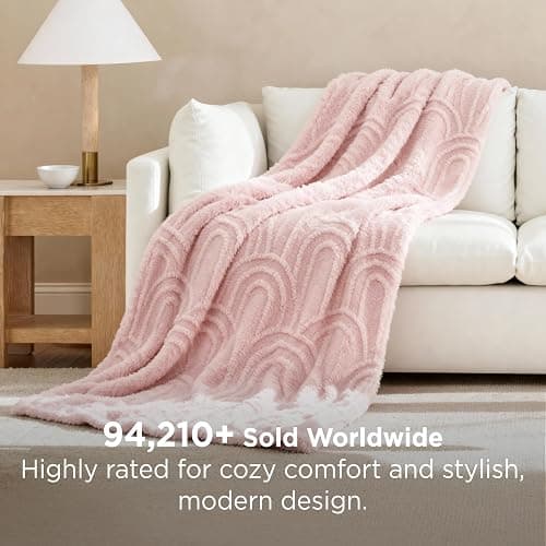 Bedsure GentleSoft Pink Throw Blankets for Women - Super Soft Cozy Christmas Blankets for Girls, Fluffy Fleece Throw for Couch, Pink Christmas Decor Aesthetic Gifts for Women, 50x60 Inches thumbnail 4