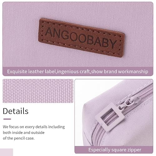 ANGOOBABY Small Pencil Case Student Pencil Pouch Coin Pouch Cosmetic Bag Office Stationery Organizer for Teen School-Purple thumbnail 4