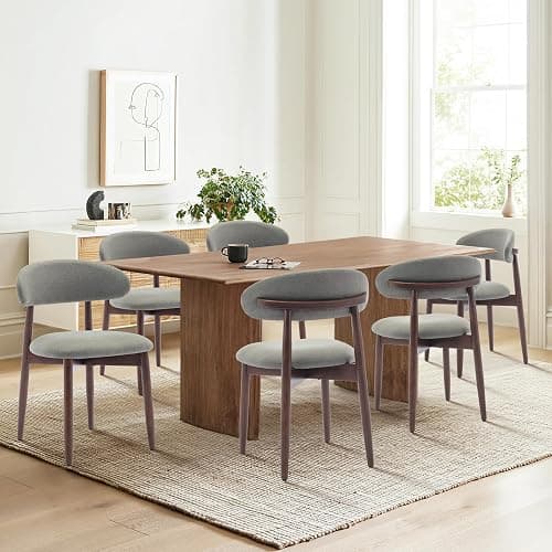 COLAMY Wooden Dining Chairs Set of 6, Modern Fabric Upholstered Kitchen Side Chairs, Farmhouse Dining Room Chairs with Foot Pegs, Green - Image 1