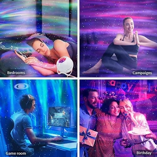 HERHOTER Star Projector,Northern Lights Projector,with Bluetooth Speaker, White Noise, Remote Control,Night Light,for Game Room, Adults, Family Gatherings,Galaxy Projector Bedroom thumbnail 6
