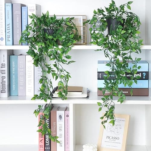 Whonline 3 Pack Artificial Hanging Plants Fake Plants with Pots for House Bedroom Wall Garden Decor thumbnail 2