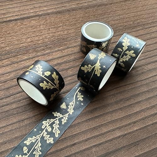YUBX Vintage Washi Tape Set 6 Rolls Wide Retro Decorative Gold Foil Antique Patterns Masking Tapes for Arts, DIY Crafts, Journals, Planners, Scrapbook, Wrapping thumbnail 9