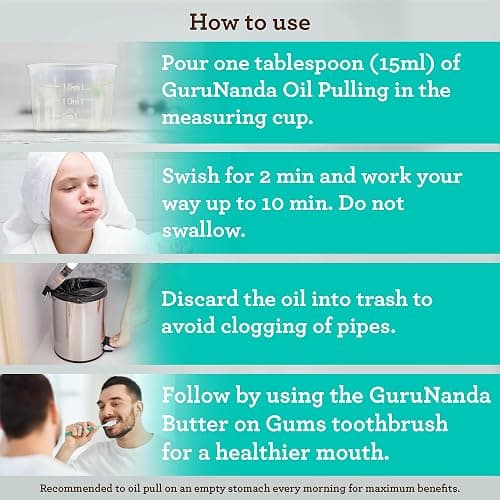 GuruNanda CocoMint Oil Pulling Mouthwash for Complete Oral Hygiene, 7 Essential Oils & Vitamins for Happy Teeth & Gums & Fresh Breath, Alcohol-Free, 16 oz thumbnail 6