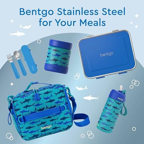 Bentgo Kids Stainless Steel Leak-Resistant Lunch Box - 3-Compartments with Bonus Silicone Container, Durable, Eco-Friendly, Dishwasher Safe, BPA-Free, Ideal for School, Ages 3+ (Blue) thumbnail 8