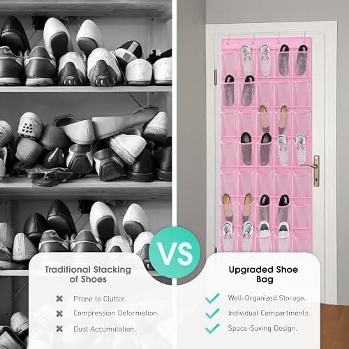 WVM Over the Door Shoe Organizer with 35 Breathable Mesh Pockets, Hanging Shoe Organizer for Door with 4 Metal Hooks, Large Capacity Closet Storage for Shoes, Accessories thumbnail 5