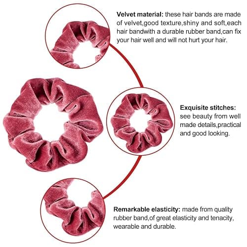 Whaline 12Pcs Blush Theme Scrunchies Velvet Elastics for Women Pink Bobbles Soft Lovers Scrunchy Classic Thick Hair Bands Ties Gifts for Teenage Girls thumbnail 3