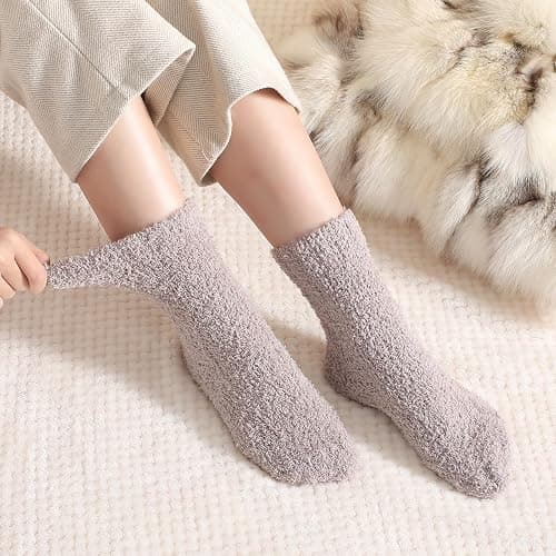 Pleneal Fuzzy Socks for Women - Soft Fluffy Slipper Socks Women, Winter Warm Plush Sleeping Sock thumbnail 3