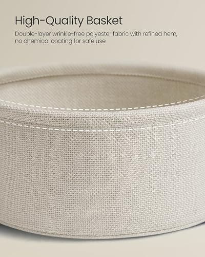VASAGLE LILEA Collection - Side Table with Charging Station, Round End Table with Fabric Basket, Nightstand with USB Ports, for Living Room, Bedroom, Modern, Cream White ULET228N01 thumbnail 7
