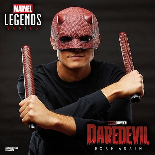Marvel Legends Series Daredevil: Born Again Premium Roleplay Mask and Billy Club, Red | Marvel Legends Gears Daredevil Born Again Life Size Prop Replica - Daredevil Mask and Billy Club thumbnail 6