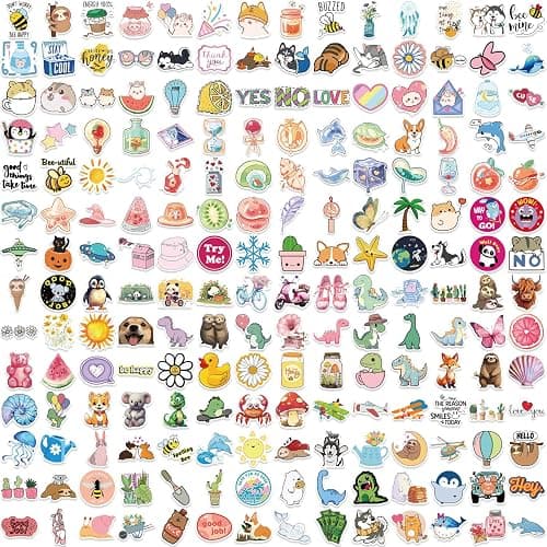 200PCS Water Bottle Stickers for Kids Teens,Vinyl Creative Stickers for Laptop Car Luggage Notebook Scrapbooks,Humorous Personalized Stickers Set,Funny Decals Pack thumbnail 5