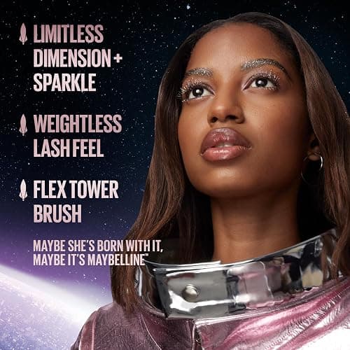 Maybelline Lash Sensational Sky High Glitter Mascara, Diamond Effect Eye Makeup for Lashes and Brows, Washable, Space Diamond, 1 Count thumbnail 3