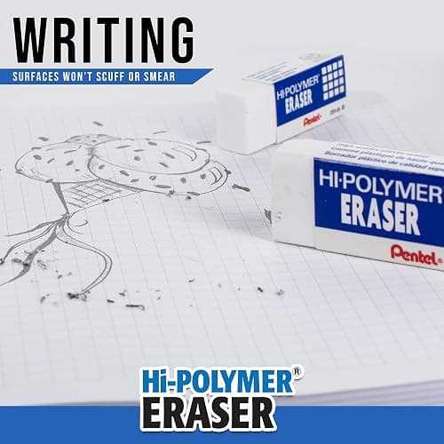 Pentel Hi-Polymer Block Eraser Small White, Pack of 4 (ZEH05BP4) thumbnail 5