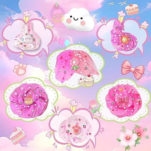 6 Pack Slimes, Pink Slime Kids, Cloud Slime kit for Girls Ages 8-12, Toys for Girls and Boys, for Kids Slime Set Party kit Goodie Bag Stuffers, 4 5 6 7 8 9 10 Year Old Girl Birthday Gift Cute Stuff thumbnail 8