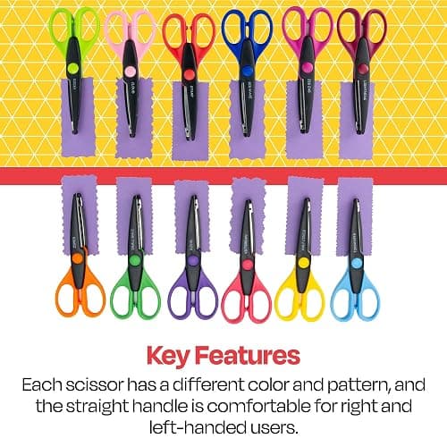 School Smart Paper Edger Scissors, 6-1/2 x 2-1/2 Inches, Assorted Colors, Set of 12 thumbnail 8