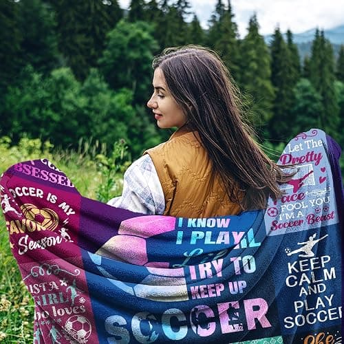 Soccer Blanket Gifts for Girls Ultra Soft Flannel Soccer Throw Blanket for Soccers Lover Player Team Soccers Gifts Stuff 50"x40" thumbnail 5