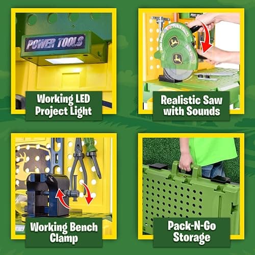 John Deere Kids Workbench, Power Tools Workshop, Build Your Own Toy Tool Box with 39 Realistic Toy Tools and Accessories, 5+ thumbnail 3