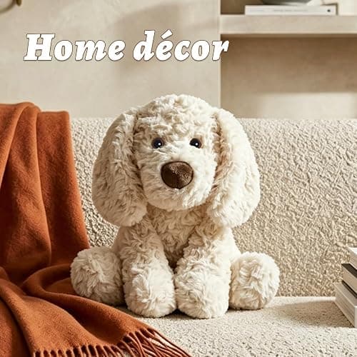 JUSTQUNSEEN White Stuffed Dog Plush Toy Sitting Puppy Animal Floppy Eared Cute Soft Cuddly Plushie for Newborn Baby Toddler Girls Boys Nursery Decor Birthday Shower Gift 12 Inch thumbnail 6