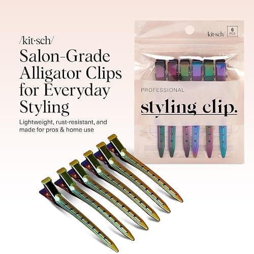 Kitsch Professional Alligator Clips for Hair Styling - Iridescent, 6 Pcs | 3.5" Aluminum Duckbill Hair Clips for Styling – Great Hair Sectioning Clips For Salon, Makeup Application thumbnail 2