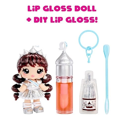 Yummiland x Licensed Sweets Lip Gloss Doll: HERSHEY'S KISSES Includes DIY Lip Gloss + Removable Keychain, Cosmetic Play, Collectible, Ages 4+ thumbnail 3