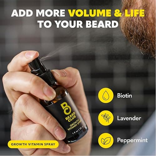 The Beard Club Signature Beard Growth Kit - Derma Roller, Beard Growth Oil, Beard Growth Vitamins, Vitamin Spray & Beard Brush - Gift Set thumbnail 9