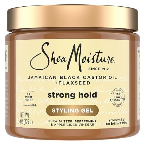 SheaMoisture Strong Hold Styling Gel+Flaxseed Jamaican Black Castor Oil Gives Controlled Style,AllDay Hold,Infused With Castor Seed Oil,SheaButter & Indulgent Scent ParabenFree AntiFrizz Hair Gel 15oz - Image 1