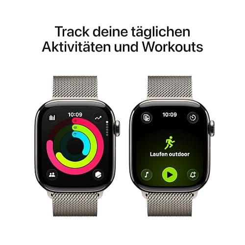 Apple Watch Series 11 GPS + Cellular 42 mm Smartwatch mit Titangehäuse in Natur und Milanaise Armband in Natur, Schlafindex, Fitnesstracker, Gesundheitsüberwachung, Always-On Display, Wasserschutz thumbnail 3