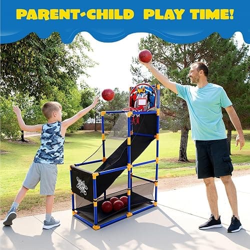 JOYIN Arcade Basketball Game Set with 4 Balls and Hoop for Kids 3 to 12 Years Old Indoor Outdoor Sport Play - Easy Set Up - Air Pump Included - Ideal for Competition thumbnail 6