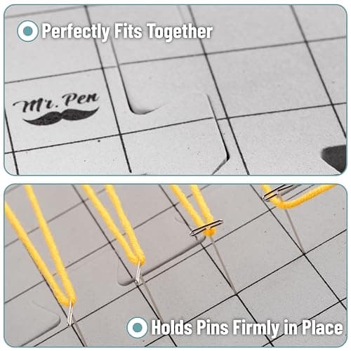Mr. Pen- Blocking Mats for Knitting & Crochet Projects, 12" x 12", 9 Pack with 150 pcs T-Pins, Gray Aligned Grid Knitting Blocking Mats and Pins, Water & Heat Resistant thumbnail 7