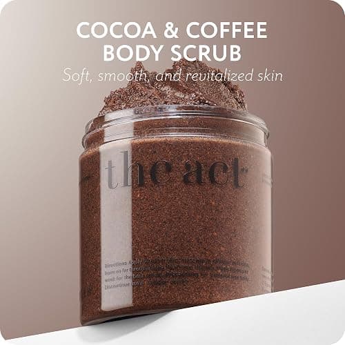THE ACT Coffee Body Scrub with Salt & Cocoa – Exfoliating Scrub for Cellulite, Stretch Marks, Ingrown Hair – Organic Moisturizing Body Scrub with Vitamin E & Menthol – Gift for Women & Men, 10.58 Oz thumbnail 2