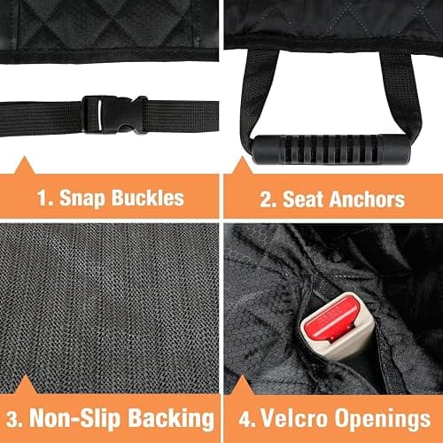 PETICON Waterproof Scratchproof Pet Bench Seat Covers for Cars, Trucks, SUVs, Nonslip Durable Back Seat Cover for Dogs, Washable Backseat Protection, Black thumbnail 6